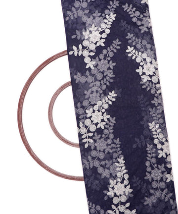 navy blue colour floral net sequin embroidery fabric